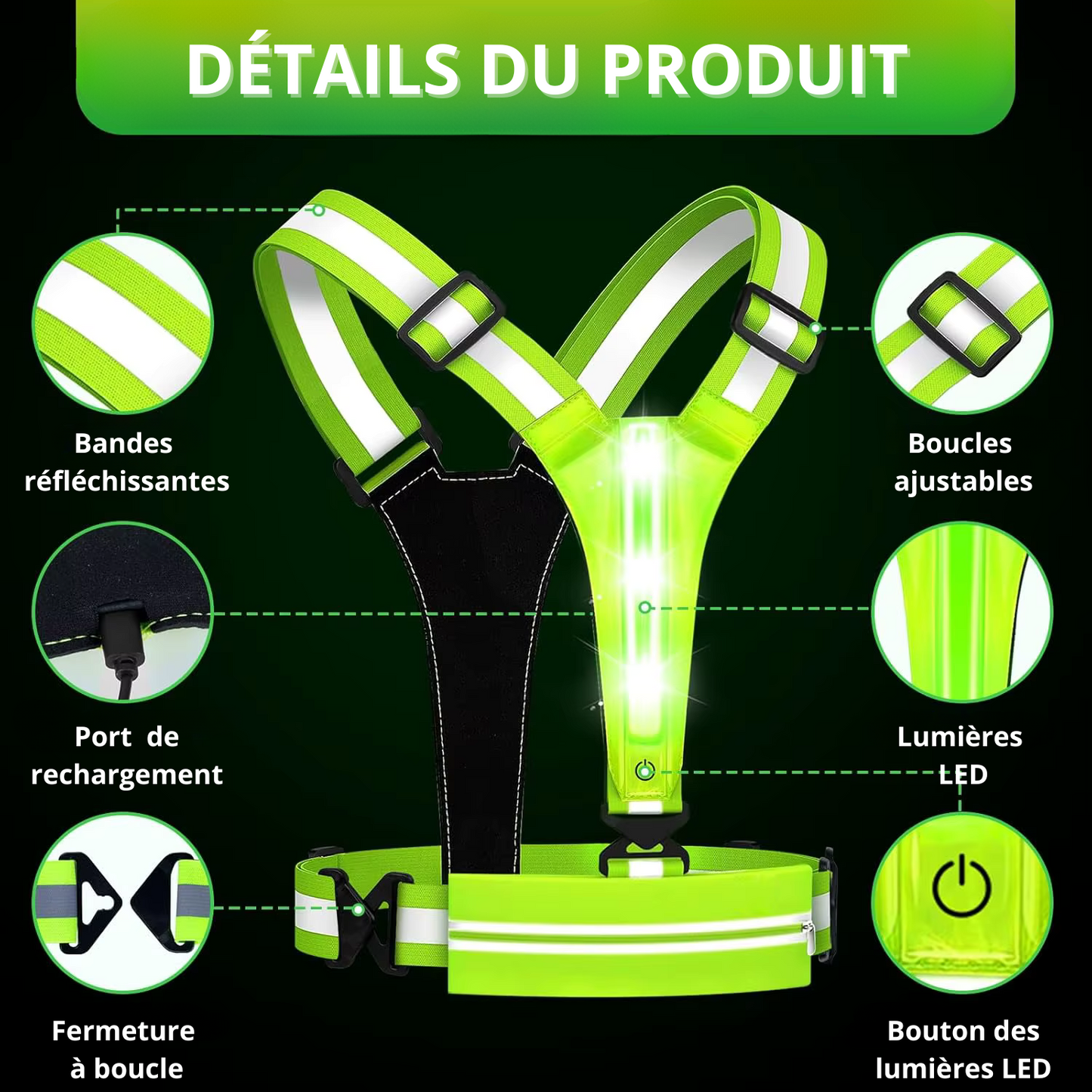 Gilet LED réfléchissant